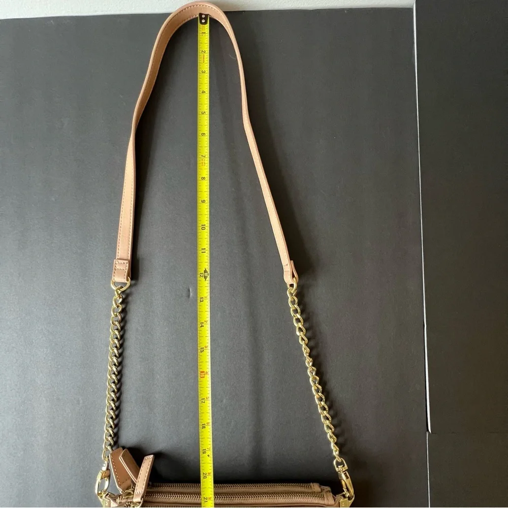 Danielle Nicole Tan Crossbody Bag, Faux Leather, 3 Zippered Compartments